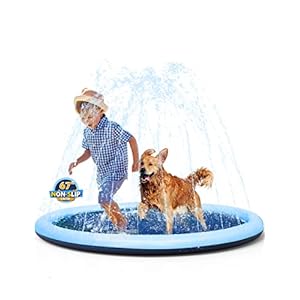 VISTOP Non-Slip Splash Pad for Kids and Dog, Thicken Sprinkler Pool Summer Outdoor Water Toys – Fun Backyard Fountain Play Mat for Baby Girls Boys Children or Pet Dog (67 inch, Blue&Blue)