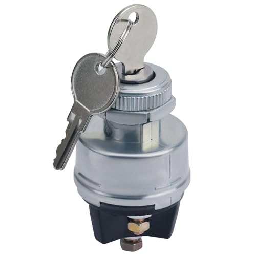 AHL Interruptor de encendido con llave, universal 12v interruptor de llave de 4 posiciones para coche, camión, tractor, remolque, carretilla elevadora y más, Acc/Off/IGN/Start