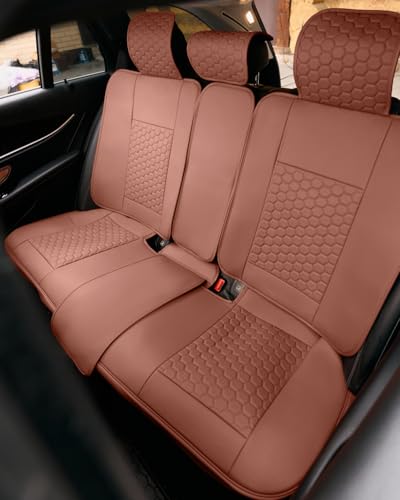 Owleys Seat Covers Set for Jeep Cherokee Cars - Premium Waterproof Eco Leather - Luxury Finish for SUV, Truck, Sedan - Rear Brown