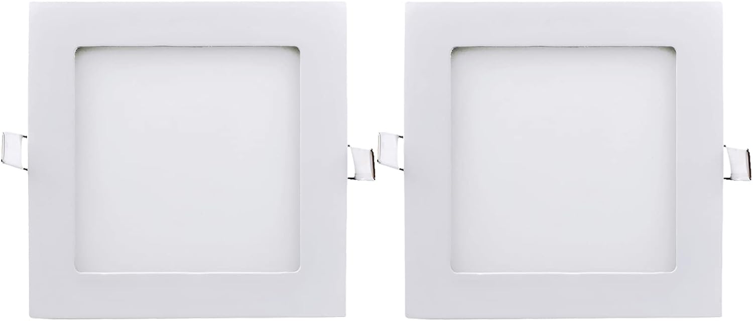 Square LED Flush Mount Ceiling Light 9W 720LM Super Bright LED Flat Panel Lights Ultra-Thin 6500K Cold White Recessed Troffer Dights for Home Office School Hospital, 6 Pack