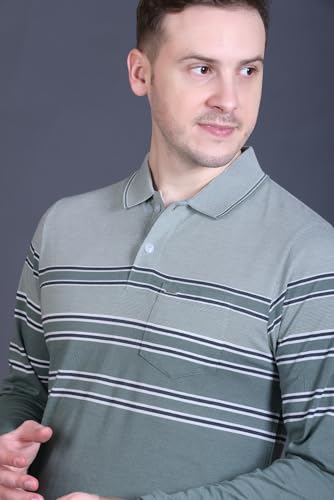 Image of Full Sleeve Polo T Shirt for Men Cotton with Pocket and Collar - Regular Fit Tshirt