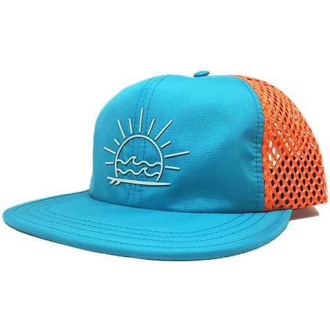 ThreadBound Outdoor Surf Floating Packable Mesh Hat - Teal/Orange Cover