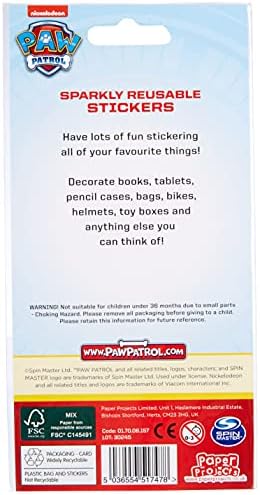 Paper Projects 01.70.06.157 Paw Patrol Sparkly Reusable Stickers