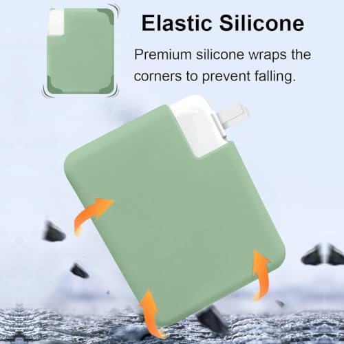 Image of Techmount Silicone Protective Cover with Silver Data Cable Potector Compatible with 29W /30W /35W MacBook Adapter Compatible with MacBook Air M2 M1 13 inch Models A2681 A2337 A2179 2020 (ONLY Cover)