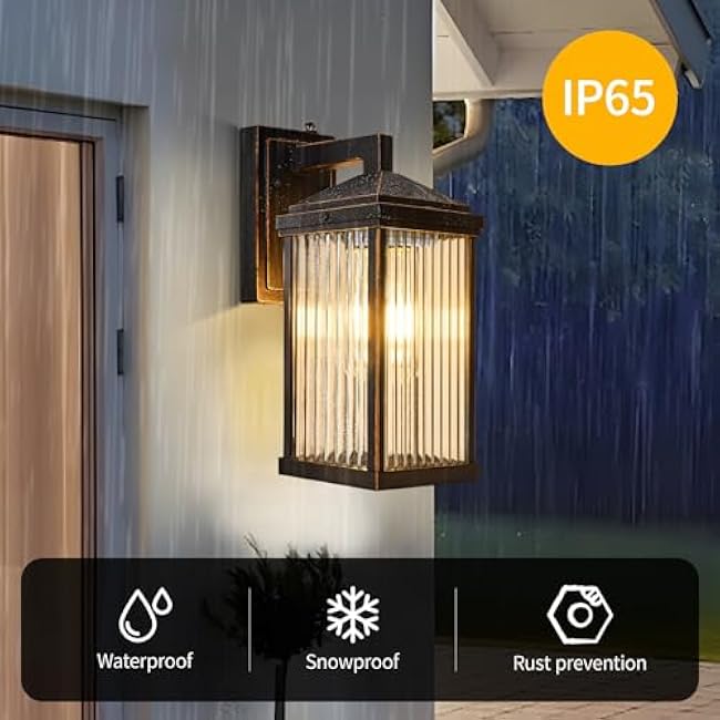 Dusk to Dawn Outdoor Lighting, Outdoor Garage Lights£¬Porch & Patio Lights£¬Black Outdoor Lights£¬Outdoor Wall Lights,for Porch (Black+Copper Edge)