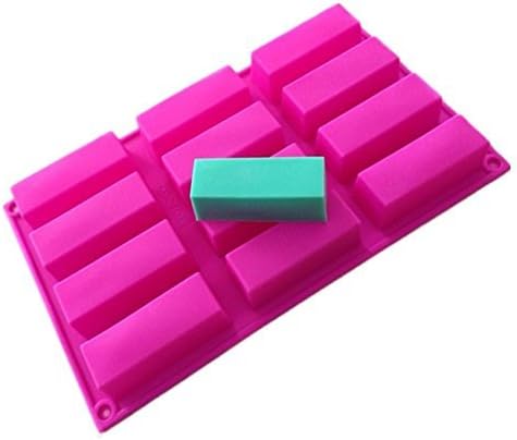 Allforhome 12 Oblongs Rectangle Bar Silicone Cake Baking Molds Cake Pan Muffin Cups Handmade Soap Moulds Biscuit Chocolate Ice Cube Tray DIY Molds