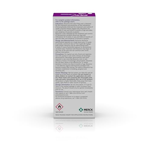 BRAVECTO Topical Solution for Cats, Flea & Tick, 12 Week Supply, >13.8-27.5 lbs., Purple Box - Image 5