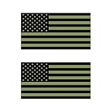 Two Pack Subdued OD Green American Flag Stickers Vinyl Decal Sticker USA US America Flags Stars and...