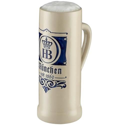 Hofbräuhaus München Boccale da birra | Boccale in pietra Saga 1589" 0,5 l bicchiere da birra originale con logo HB HB con scritta Monaco e anno di fondazione in blu con elegante design tradizionale