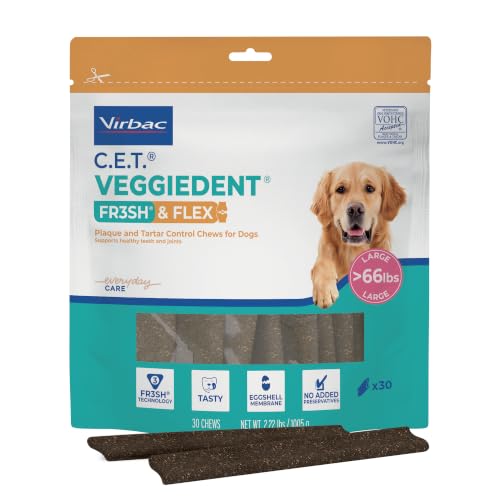 C.E.T. Veggiedent Fr3sh & Flex Plaque and Tartar Control Chew for Dogs, L