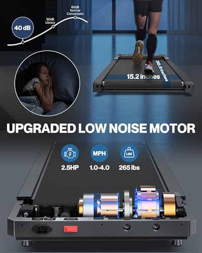 Image of WELLFIT Walking Pad Treadmill with 10% Incline, Under Desk Treadmills for Home Office, Portable Small Walking Pad with Remote Control, 265 lbs Capacity, 2.5HP, Work with KINOMAP Apple Health