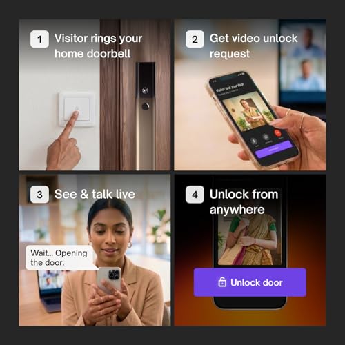 Image of Native Lock Ultra by Urban Company | Smart Door Lock | Face Unlock | Live HD Video & 2-Way Talk | 9-Way Unlock & Doorbell Connect | 5 Bolt Strength | 3-Year Unconditional Warranty | Free Installation