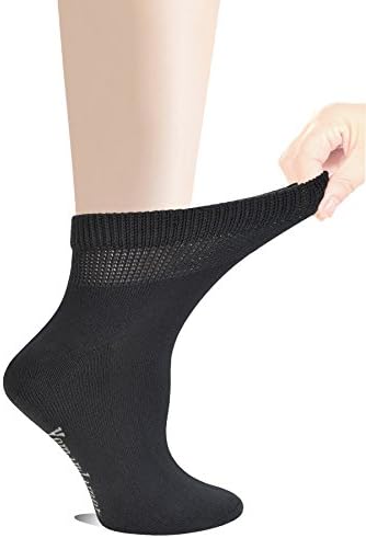 Yomandamor Women's 5 Pairs Non-Binding Cotton Ankle Diabetic/Dress Socks with Seamless Toe and Cushion Sole