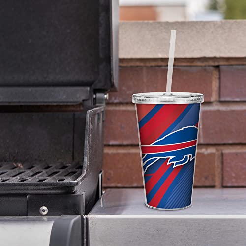 Image of Rico Industries NFL Football 16oz Clear Tumbler W /Straw for NFL Fans