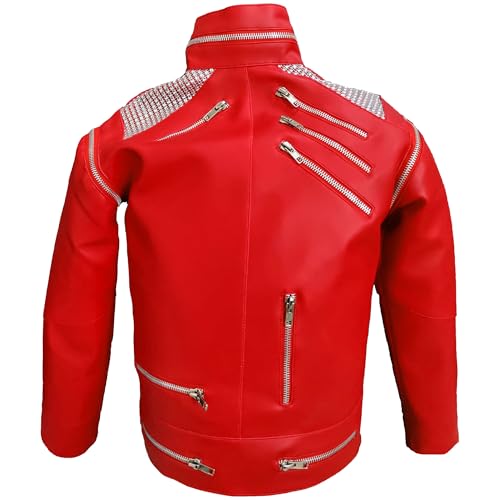 Kids MJ Beat It Jacket Red Leather MJ Beat Song Jacket for Boys Children 4 to 12 Y2
