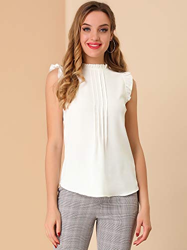 Allegra K Women's Business Casual Blouse Office Work Shirts Vintage Sleeveless Interview Professional Blouses Top2