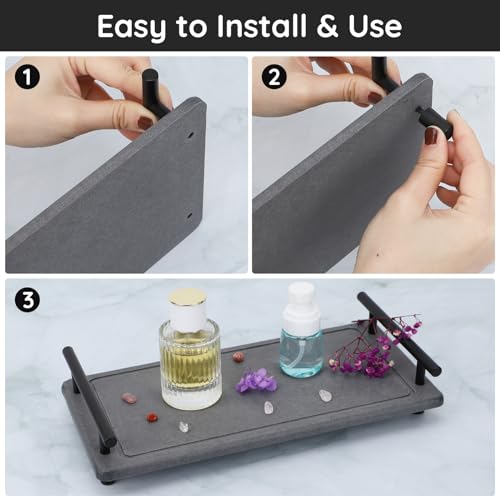 Image of Segbeauty 12x6in Bathroom Tray Countertop Organizer, Quick Dry Stone Drying Tray for Bathroom Kitchen, Water Absorbing Diatomaceous Earth Tray Stone Coasters Counter Decor Sponge Holder Vanity Trays