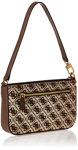 GUESS Women's Katey Handbag Brown Logo Jacquard Mini Top-Zip Shoulder Bag2