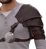 Medieval Chest Armor Viking Leather Breastplate Adjustable Armor for Men and Women for LARP Halloween Cosplay Party (Pauldron Black)