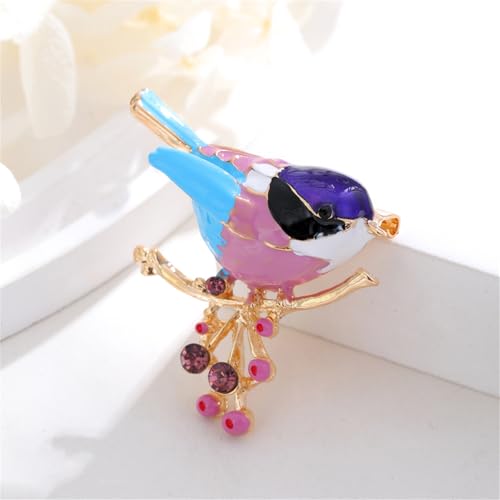 Image of coadipress Colorful Birds Brooch Pins Crystal Rhinestone Branch Bird Brooch Cute Enamel Animal Magpie Hummingbird Pin Fashion Jewelry Accessories Gifts