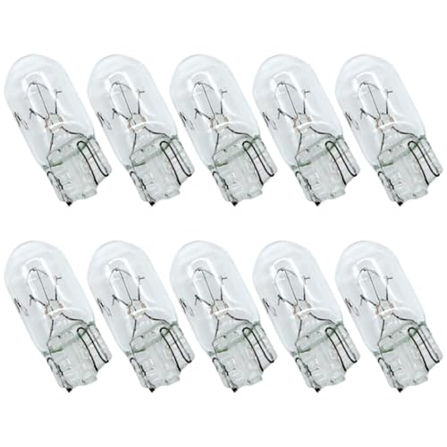 Peosaard Ampoules halogènes, ampoules halogènes de 10pcs, ampoule 12V 5W T10, lumières blanches, lumières de cluster jauge non polarité pour le dôme, lumière la plaque d'immatriculation, tableau bord
