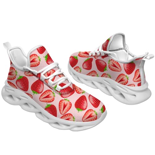 Custom Strawberry Sneakers Men Women Running Shoes Add Name Lightweight Walking Tennis Shoes Gifts for Men Women3