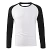 BVEBJDX Men's Raglan Baseball Tee Shirt - Casual T-Shirts Classic Long Sleeve Sweatshirt Color Block T Shirt Crewneck Pullover Breathable Blouse Tops Regular Fit Tshirts Lightweight Sweatshirts White #2
