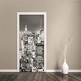 pleets arte moderna 3d adesivo di porta new york in bianco e nero 80 x 210cm fotomurali autoadesivi per porte in vinile, carta da parati soggiorno cucina camerette art applique