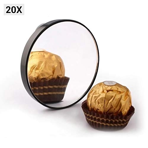 Preisvergleich Produktbild LoveSelfy Vergrößerungsspiegel 20fach, Tragbarer Vanity Kosmetikspiegel, klein rund Schminkspiegel mit Saugnäpf, Magnifying Mirror für Frauen, Männer, Rasieren, Bürsten im zuhause, Reisen und mehr