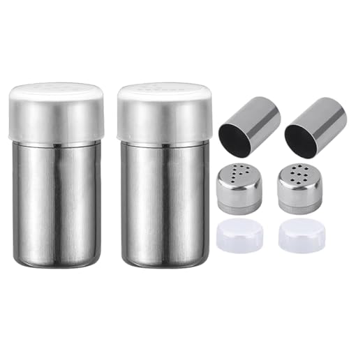 ZAAWUUT 2-Pack Mini Salt Pepper Shaker,5ml Salt and Pepper Shaker with Lid,Stainless Steel Spice Jars Seasoning Dispenser for Salt Sugar Spice Pepper (Silver, Small)