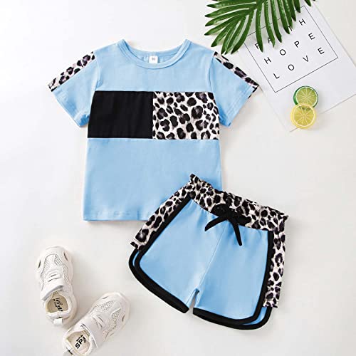 Image of FOCUTEBB Toddler Girl Clothes Baby Leopard T-Shirt Shorts Summer Set 18M-8Y