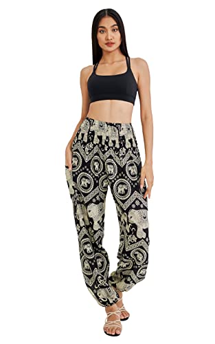 Joob Joob Boho Pants For Women - Flowy Loose Harem Hippie Pants - Casual Yoga Bohemian Joggers Comfy Lounge Pajamas Black Medium #TOP4