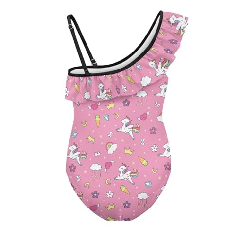 Image of Girls Swimsuit One Piece Ruffle Swimsuit Non-Slip Straps UPF 50+ for Girls Size 3-14 Years