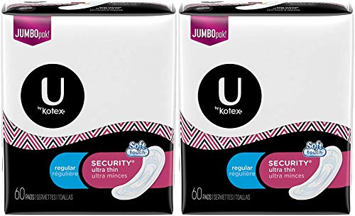 U by Kotex Security Ultra Thin, Regular, Unscented, 60 Count (Pack of 2) (2) - //coolthings.us