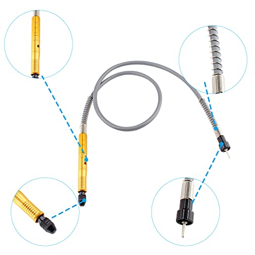 Image of 1 /8 Inch (3.175mm) Flex Shaft Adapter, Gold | Flexible Shaft Rotary Tool Attachment, Power Cable Drill Chuck Extension, For Grinder