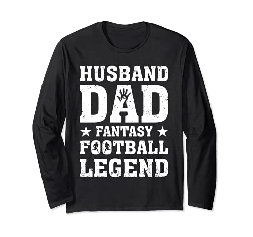 Husband Dad Fantasy Football Legend Father's Day Long Sleeve T-Shirt, Black