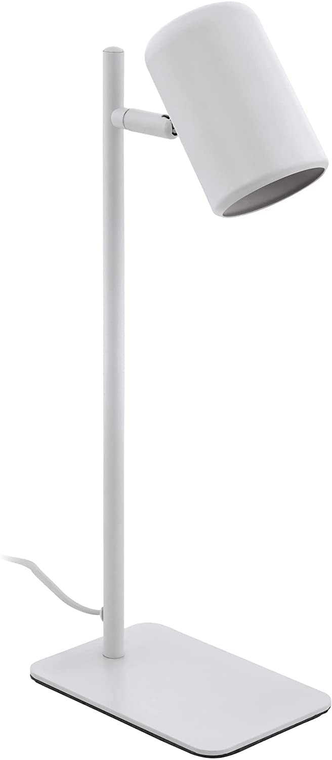 Eglo Ceppino LED Table Lamp, 1 Bulb Minimalist Desk Lamp, Metal Table Lamp, Office Lamp in White, Lamp with Switch, GU10 Socket