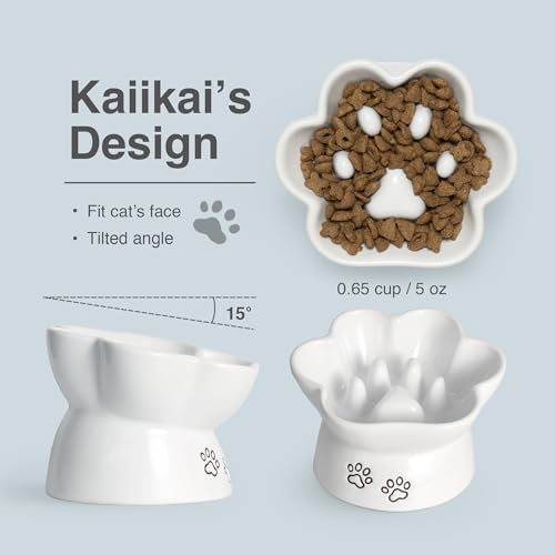 Kaiikais Slow Feeder Hundenapf und Katzenfutternapf, 240ml oz Keramik-Hundewassernapf, erhöhter Slow Feeder Hundefutternapf, Slow Feeder Katzennapf, Kleiner Slow Feeder Napf für Hunde – Bild 5