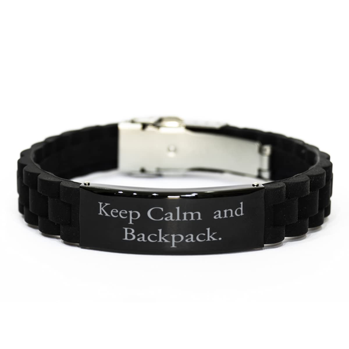 Keep Calm and Black Glidelock Clasp Bracelet, Backpacking Present from Friends, Sarcastic Engraved Bracelet for Men Women, Gift Ideas, Unique Gift Ideas, Best Gift Ideas, Ideas,