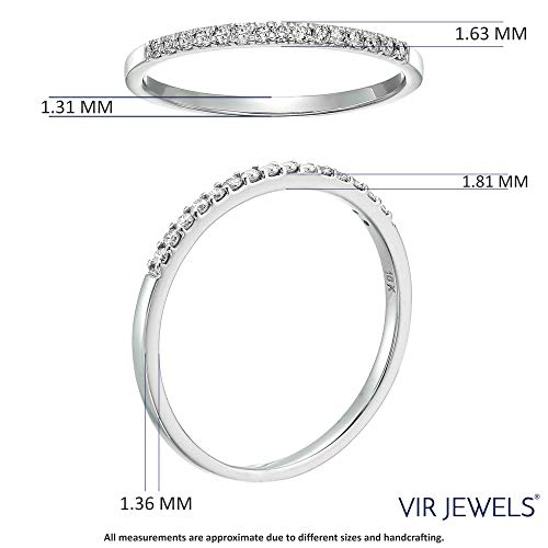 1/8 cttw Diamond Wedding Anniversary Band for Women, Round Diamond Engagement Ring 10K White Gold Prong Set 0.125 cttw, Size 3.5-104