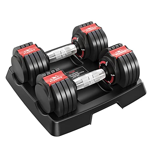 FLYBIRD Adjustable Dumbbells,15LB Dumbbell Set for Home Gym Exercise & Fitness, Fast Change Weights with Anti-Slip Metal Handle, Strength Training Equipment for Full Body Workout Suitable Men/Women(Set of 2)