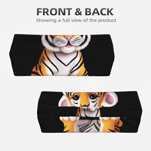 Elastic Sports Headband Hairband YYHWHJDE Smart and cute little tiger Picture Soft, Breathable, Quick-Dry2