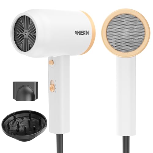 ANIEKIN Hair Dryer, 1875 Watts Fast Drying Blow Dryer with Diffuser and Concentrator, Compact Lightweight Hair Dryer for Women and Men