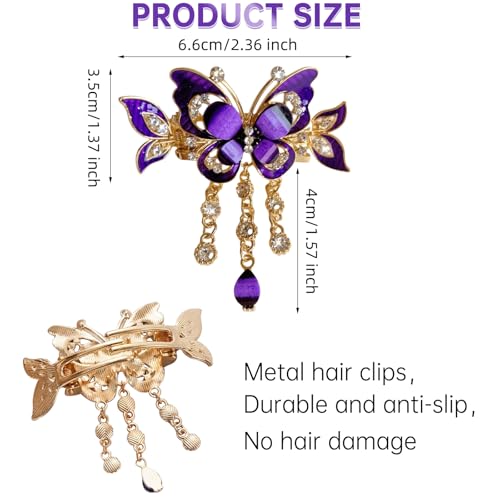 3 pinzas mariposa vintage en metal para cabello miniatura 2