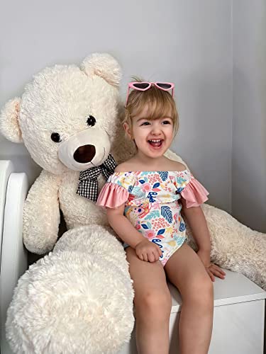 Image of HIHA Baby Swimsuit Girl Infant Bathing Suit Ruffle Summer One Piece Cartoon Pattern Swimwear Sunsuit,0-6 Months Light Pink
