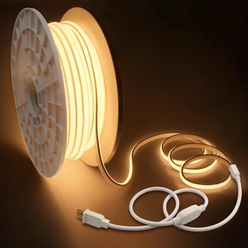 Samsion Waterproof COB Led Rope Lights Outdoor 200FT IP67 Warm
