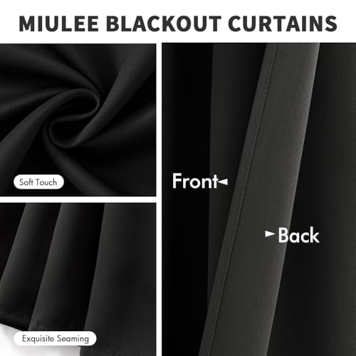 MIULEE Black Blackout Bedroom Curtains Drapes 96 Inch Long 52"x96" by MIULEE - Image 7