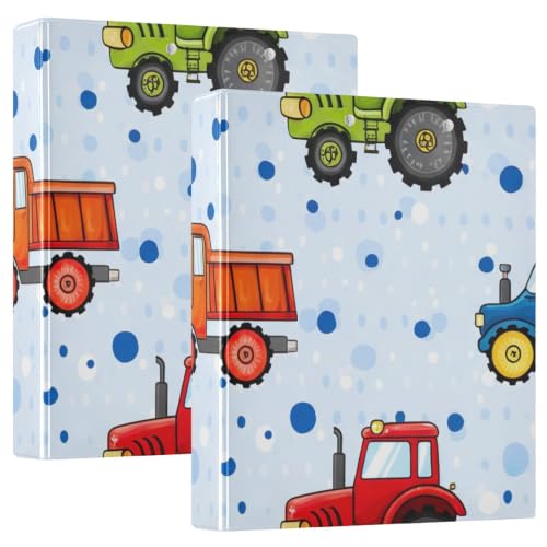 Classeur à 3 anneaux en D flexible bleu clair motif tracteur