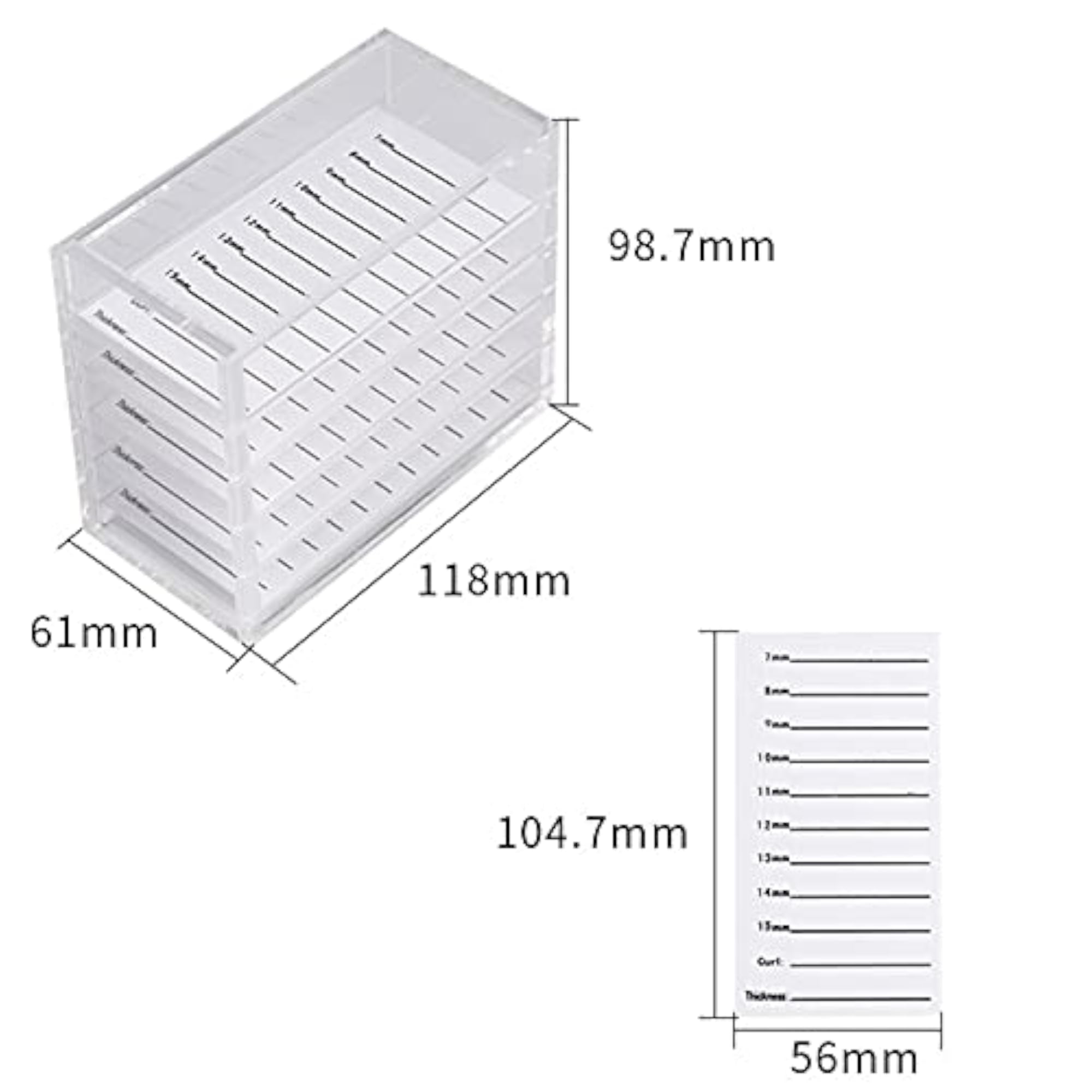 Acrylic 5 Layers Clear Eyelash Storage Box, Makeup Display Container