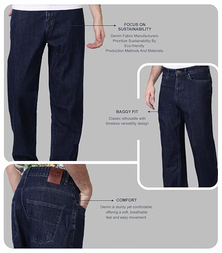 Image of i'sol Men's Loose Baggy Fit Wide Legged Jeans
